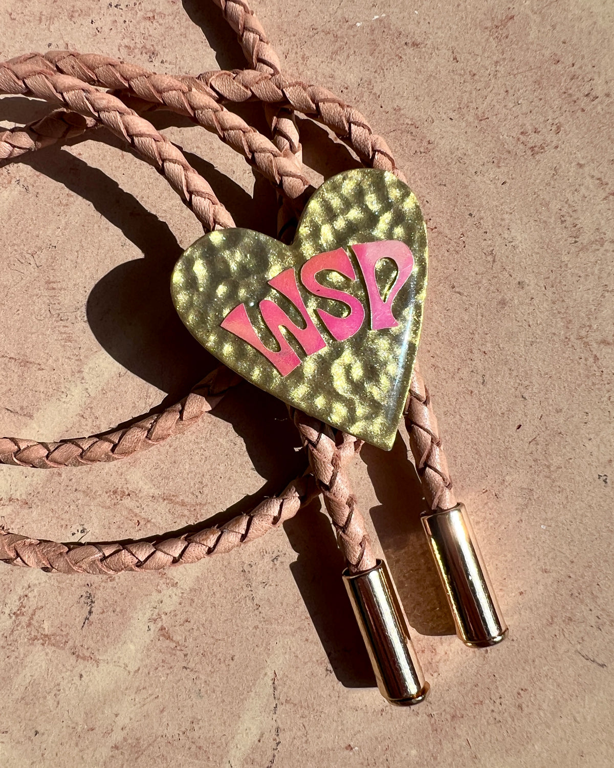 Hammered Gold WSP Heart Bolo Ties