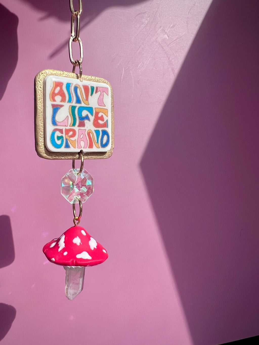 Ain’t Life Grand Mushroom Car Charm Suncatcher 🌈 Rainbow Maker