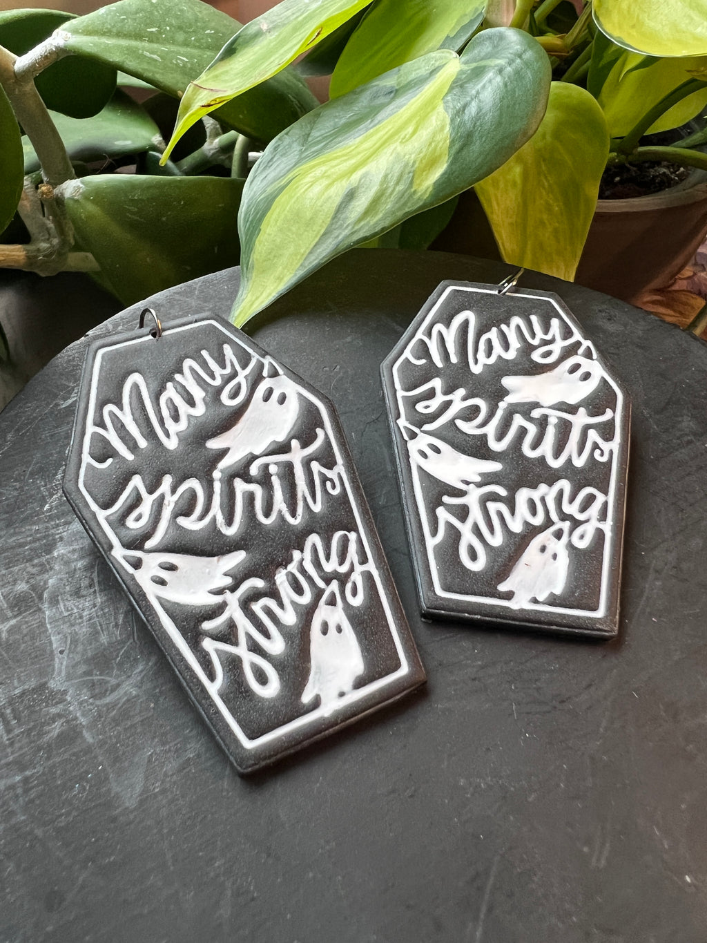 Many Spirits Strong Widespread Panic Party Ghost Coffin Earrings