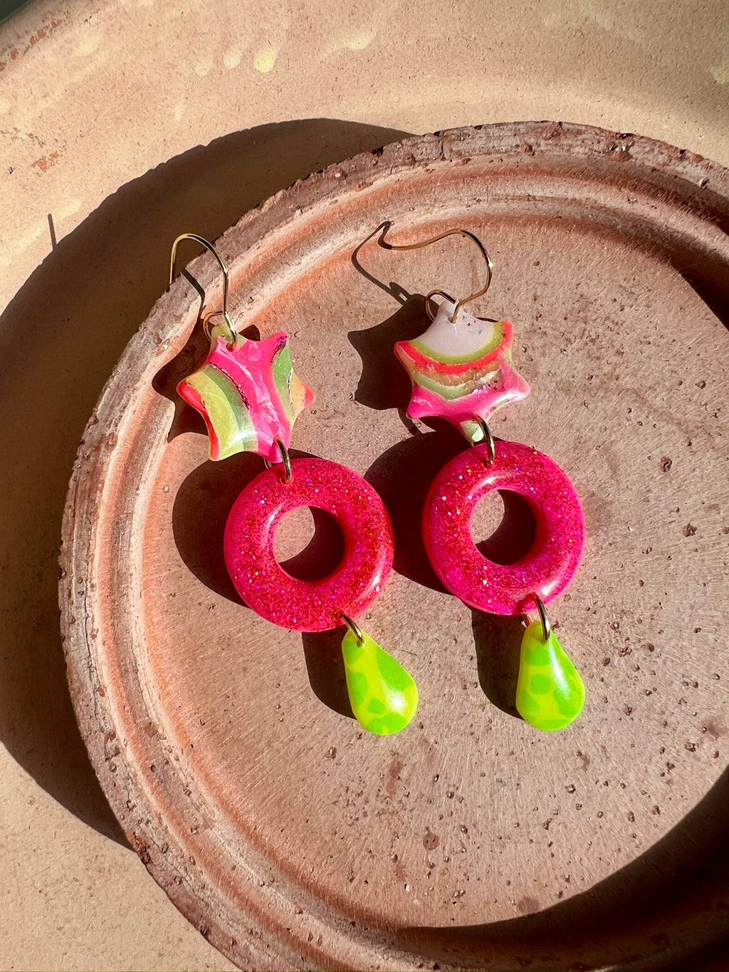 Neon Agate Dangles