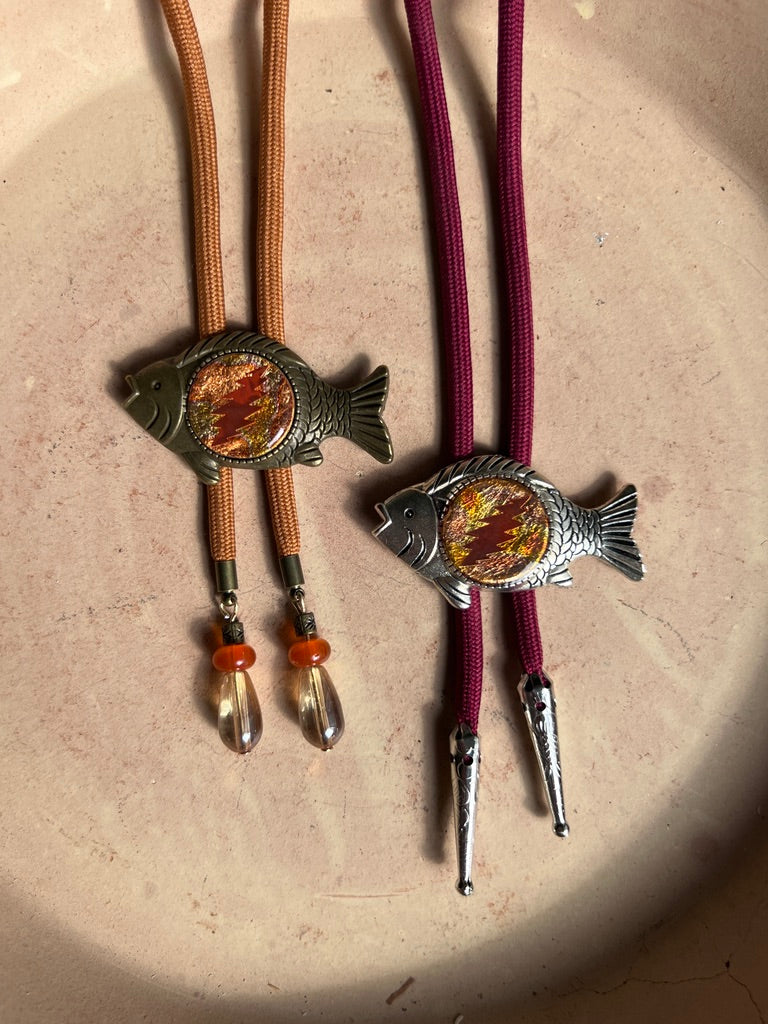 Orange Bolt Fishing Bolo Tie