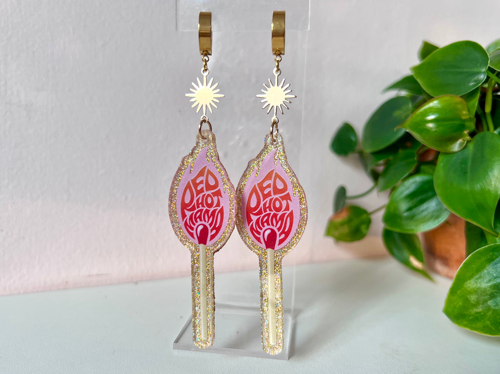 Red Hot Mama Matchstick Dangle Earrings