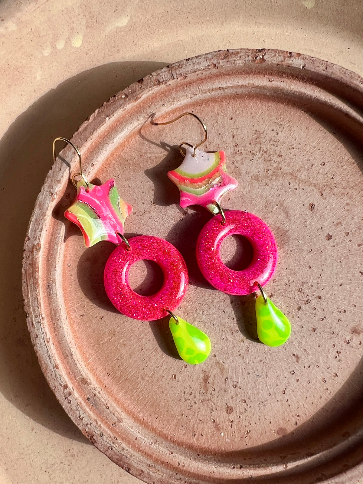 Neon Agate Dangles