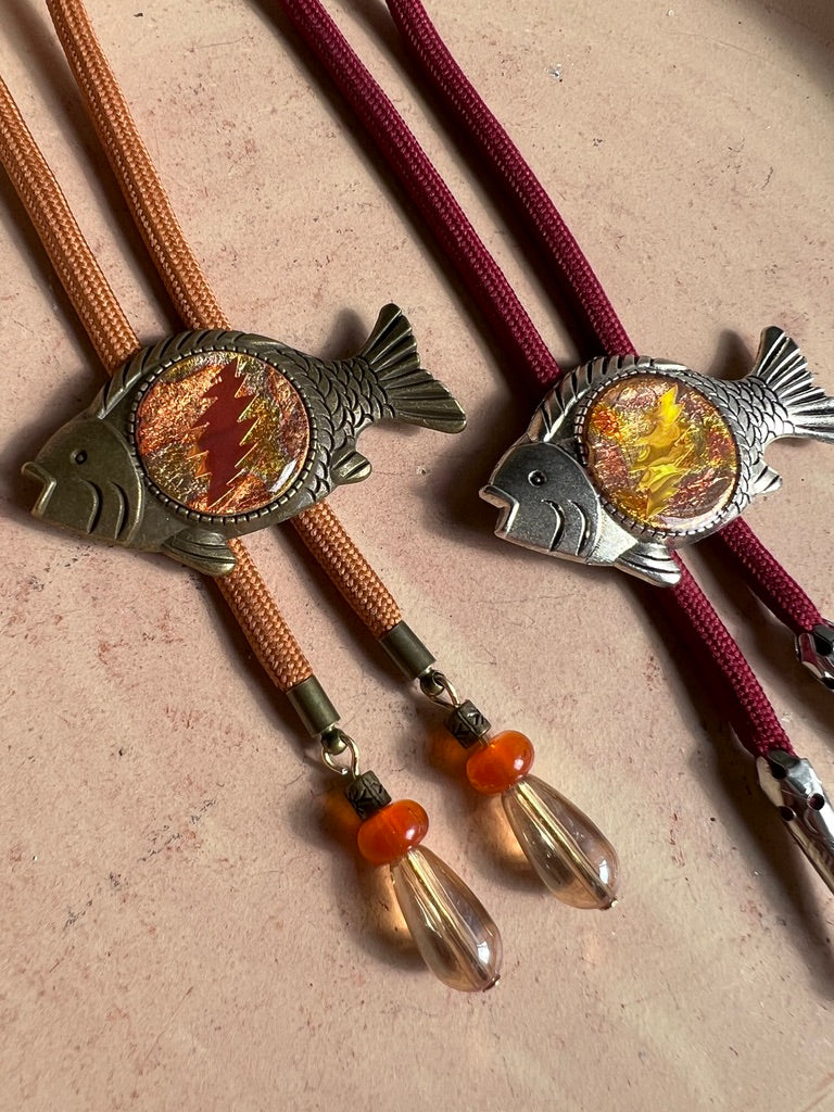 Orange Bolt Fishing Bolo Tie