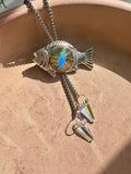 Silver Bolt Fish Lariat-style Bolo Necklace
