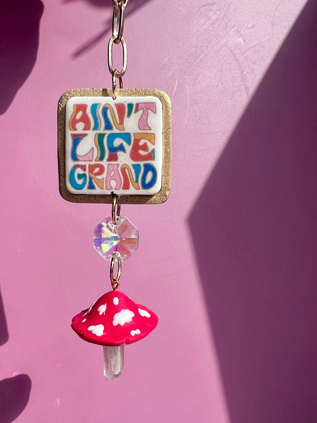 Ain’t Life Grand Mushroom Car Charm Suncatcher 🌈 Rainbow Maker