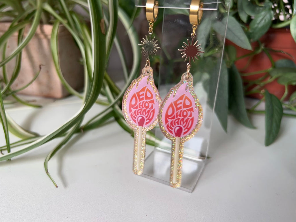 Red Hot Mama Matchstick Dangle Earrings