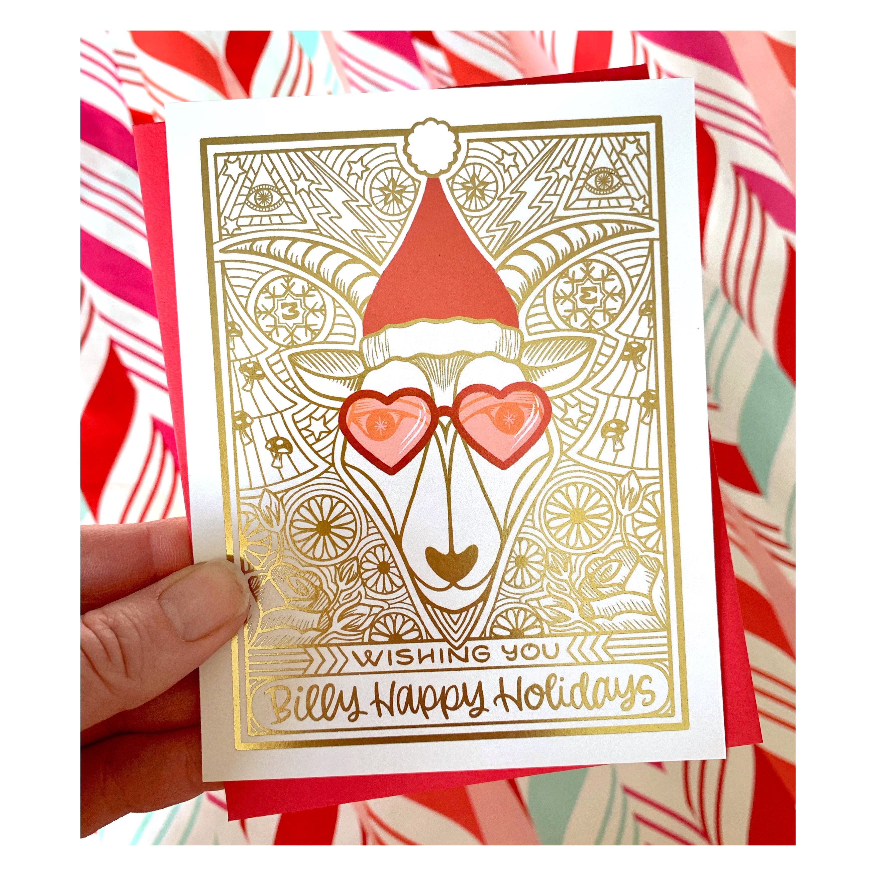 Billy Happy Holidays GOAT Billy Strings inspired Foil Christmas Card