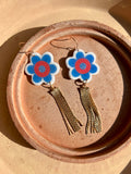Daisy Donut Gold Tassel Earrings
