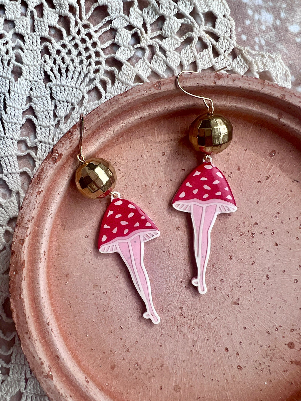 Disco Dancing Mushroom Lady Earrings