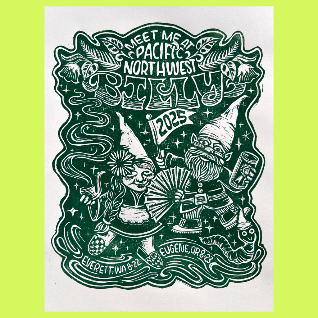 Billy Pacific Northwest Linocut Print - Everett and Eugene Summer 2025