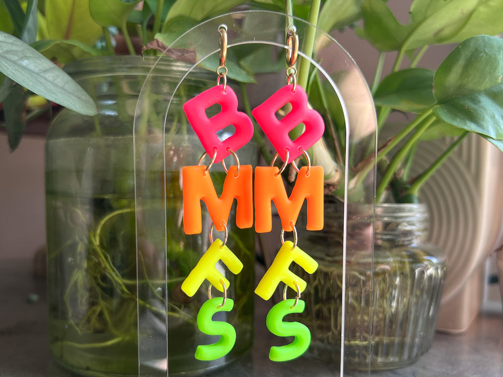 BMFS Neon Letter Dangles