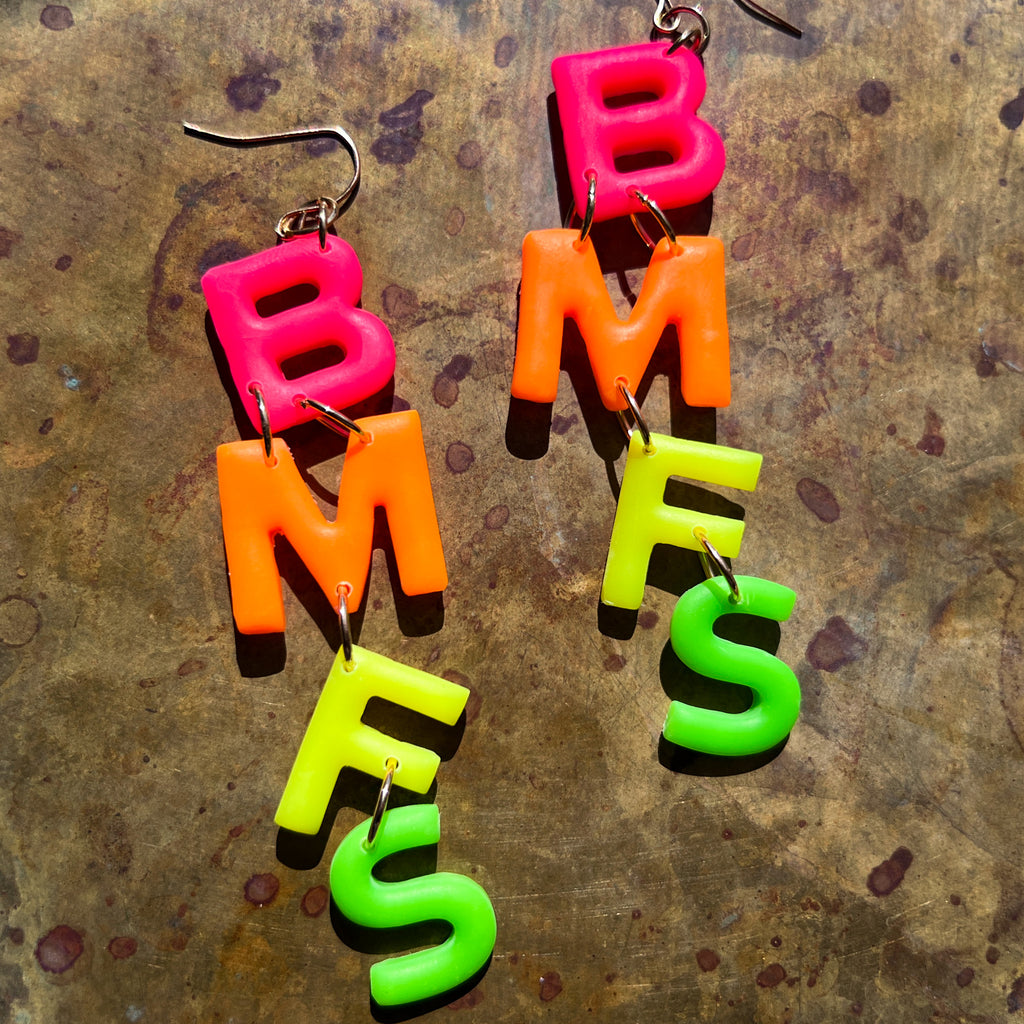 BMFS Neon Letter Dangles