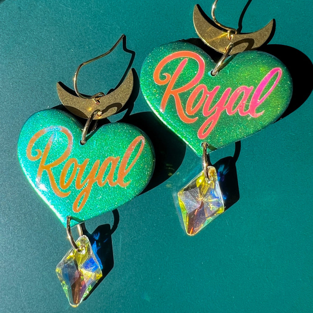 Royal Thumpin' Heart Earrings