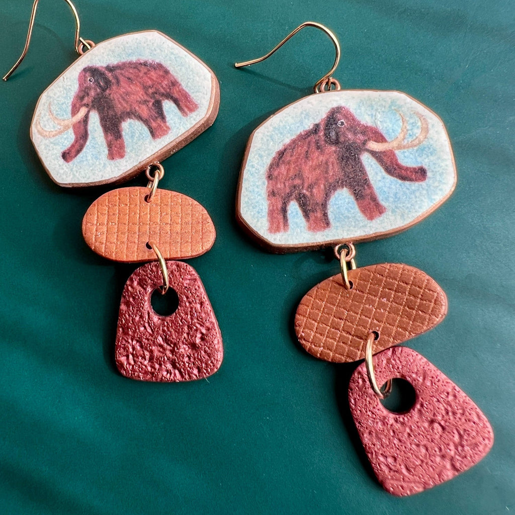 Big Wooly Mammoth Dangle Earrings