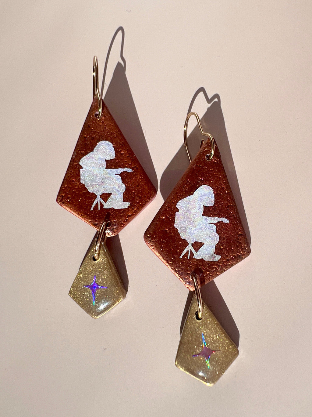 Copper Mikey Holographic Panic Earrings