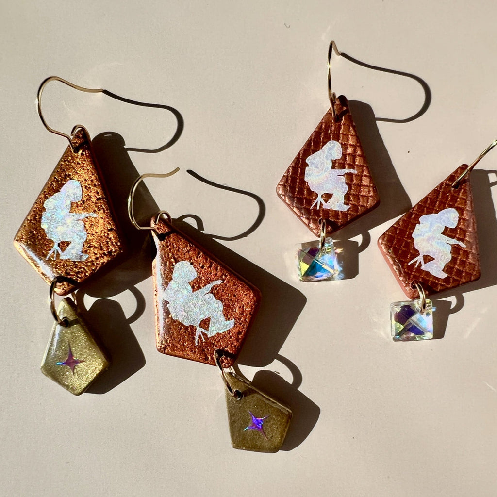 Copper Mikey Holographic Panic Earrings