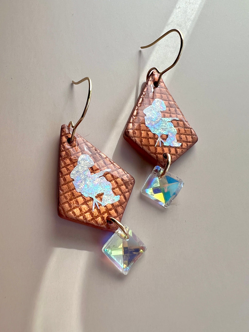 Copper Mikey Holographic Panic Earrings
