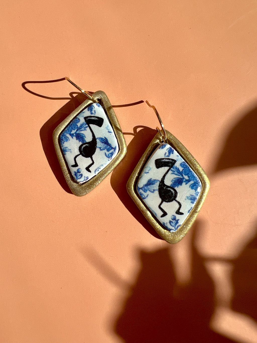 Blue Chinoiserie Boogie Note Diamonds