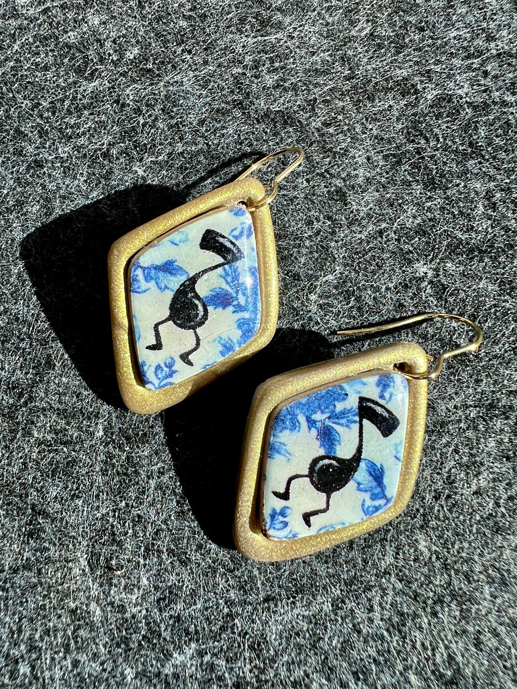 Blue Chinoiserie Boogie Note Diamonds