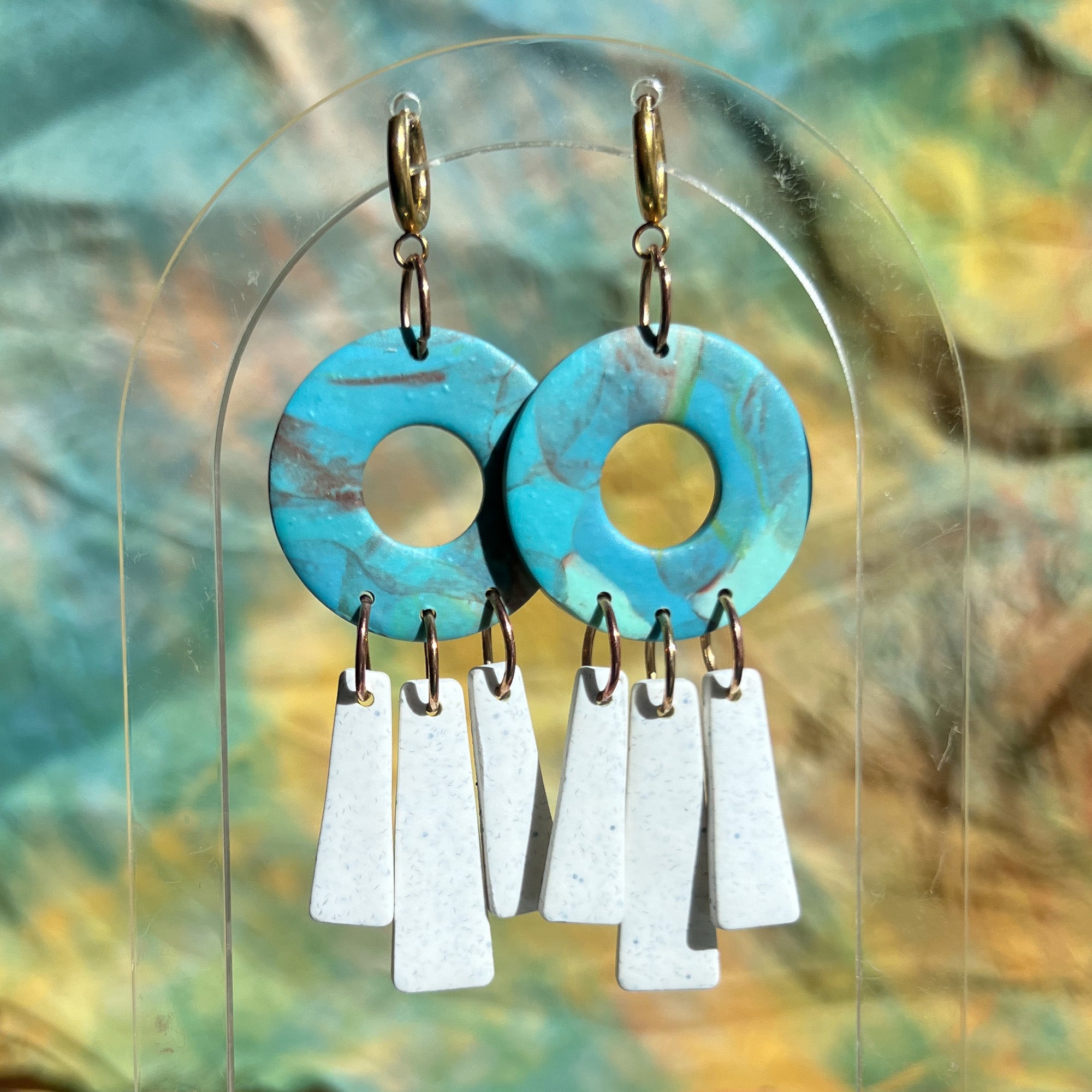 Phishy Faux Turquoise Donut Dangle Earrings