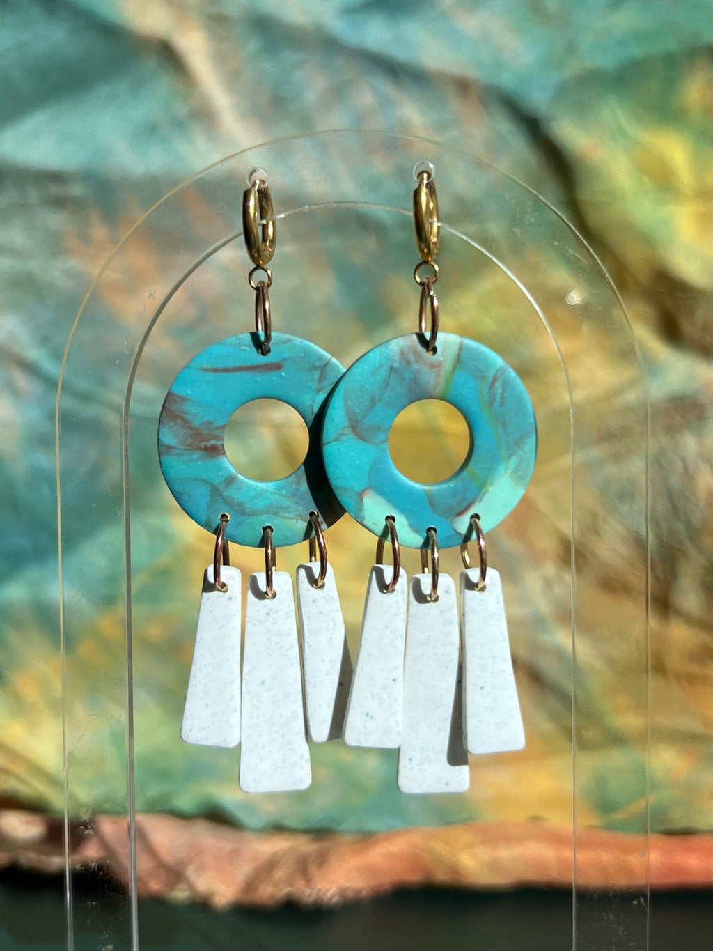 Phishy Faux Turquoise Donut Dangle Earrings