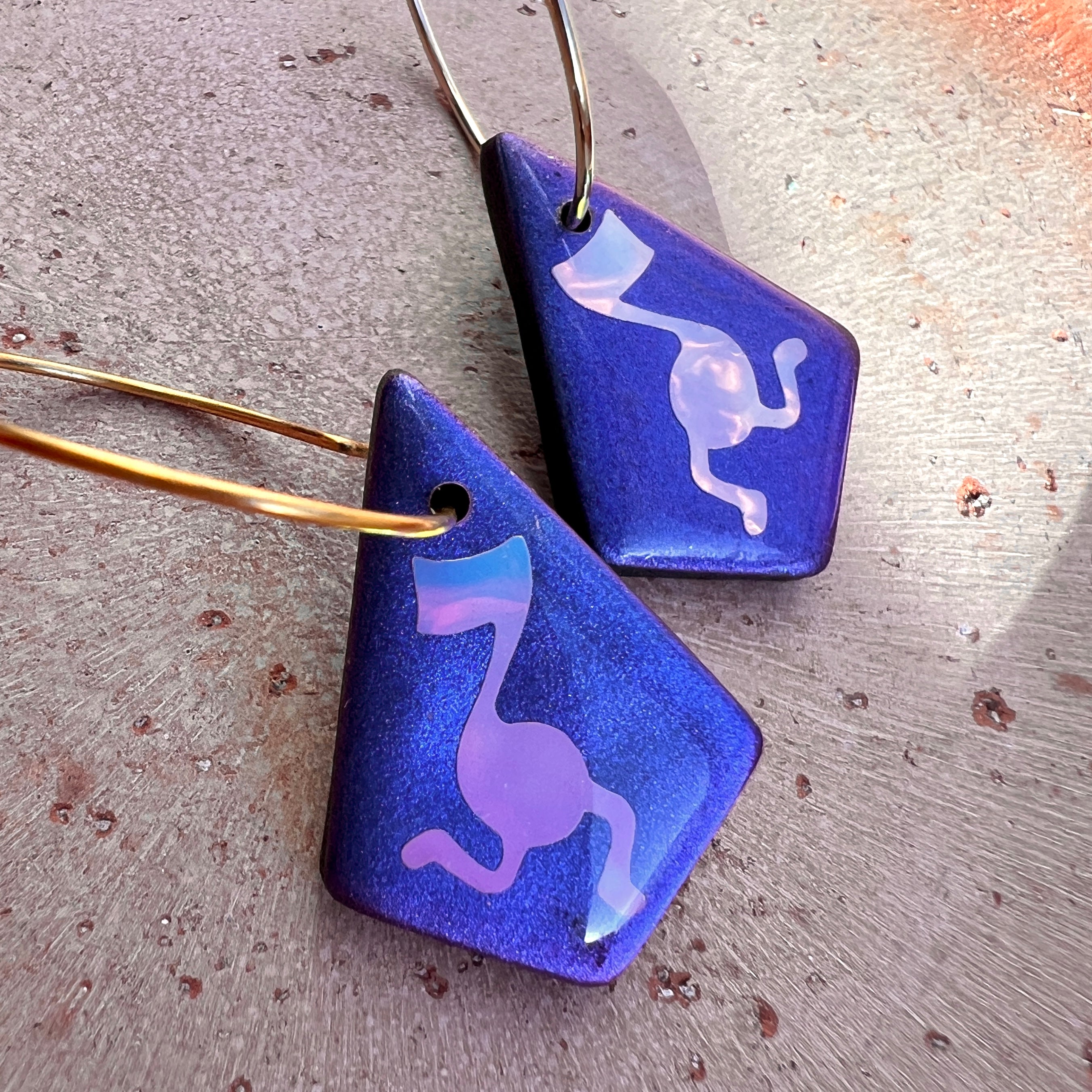 Petite Color Shift Running Note Hoops Blue