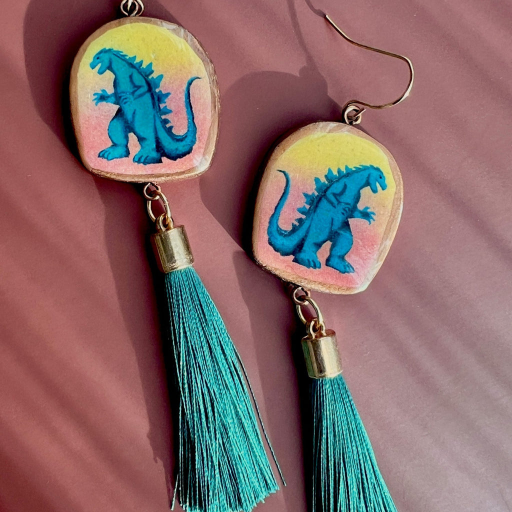 Go Go Godzilla Tassel Earrings