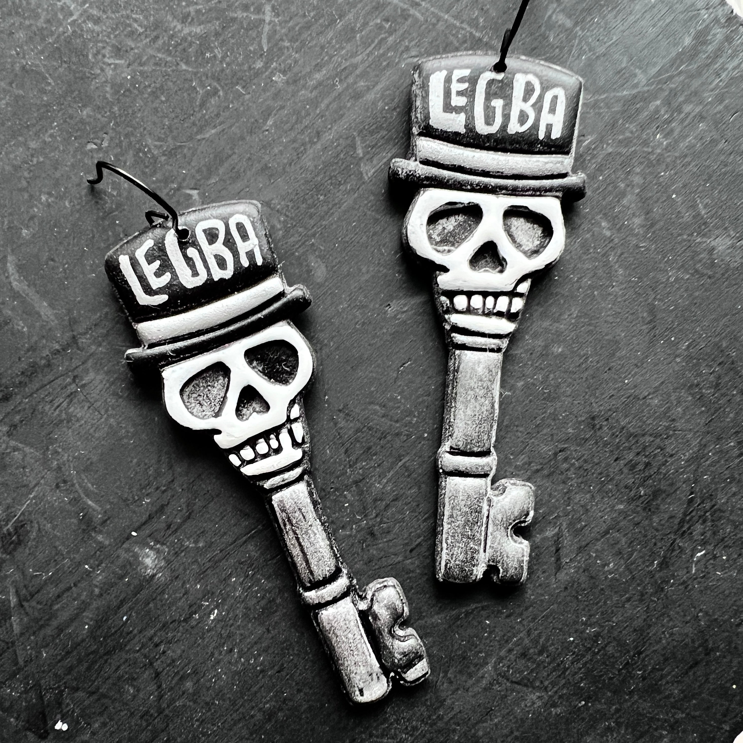 Papa Legba Open the Gate Skeleton Key Earrings