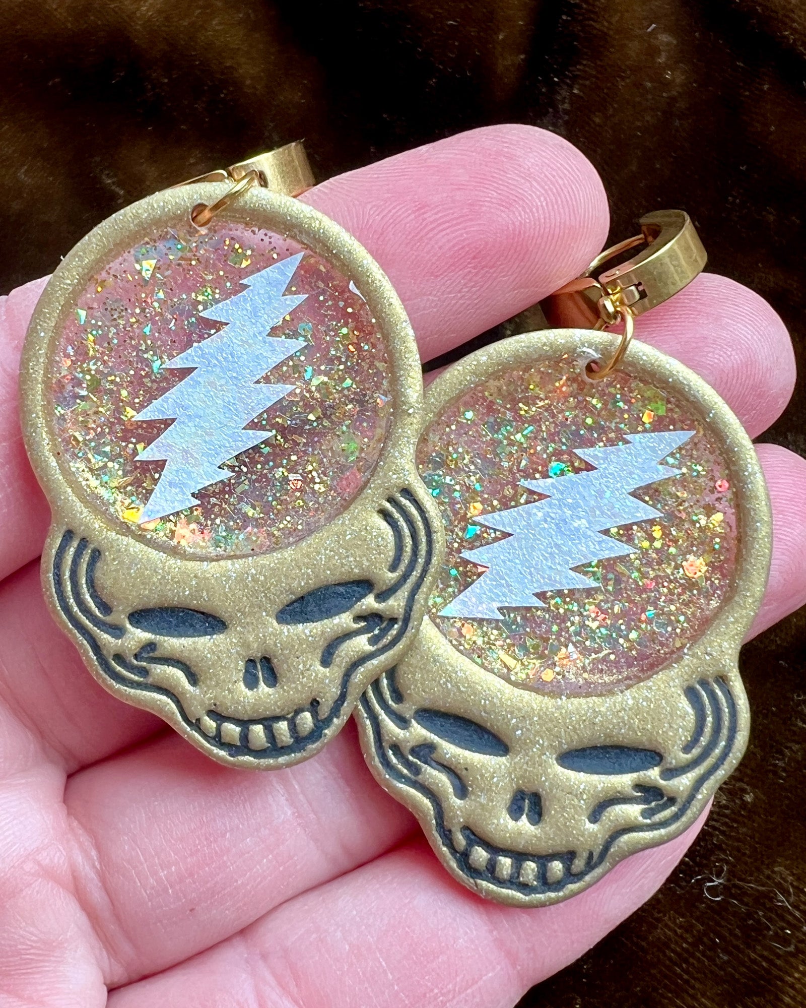 Opal Glitter Stealie Sun catcher Earrings