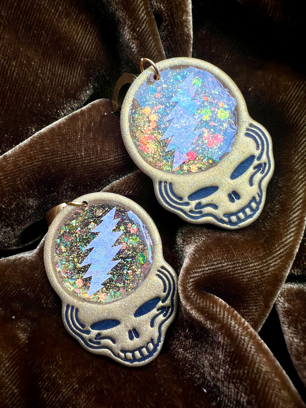 Opal Glitter Stealie Sun catcher Earrings