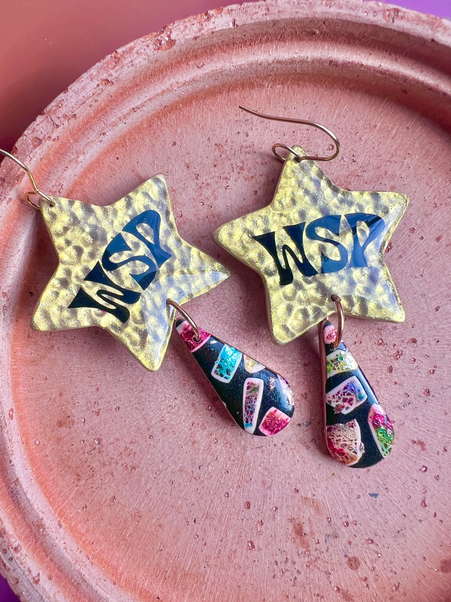 WSP Hammered Gold Star Earrings