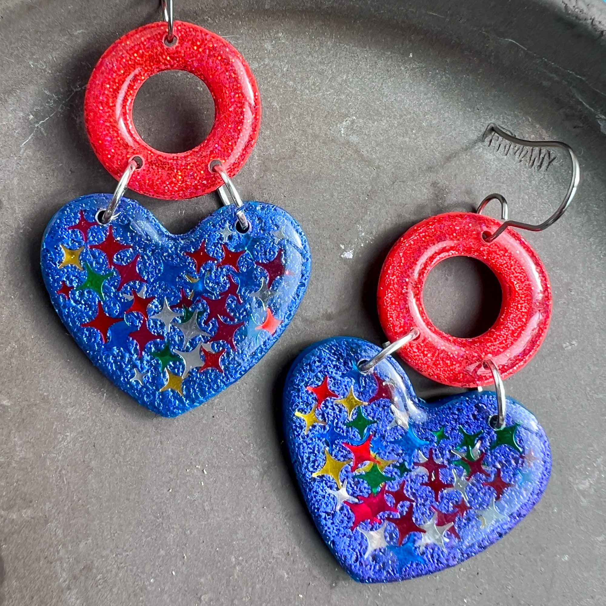 Red Glitter Donut Sparkle Confetti Hearts