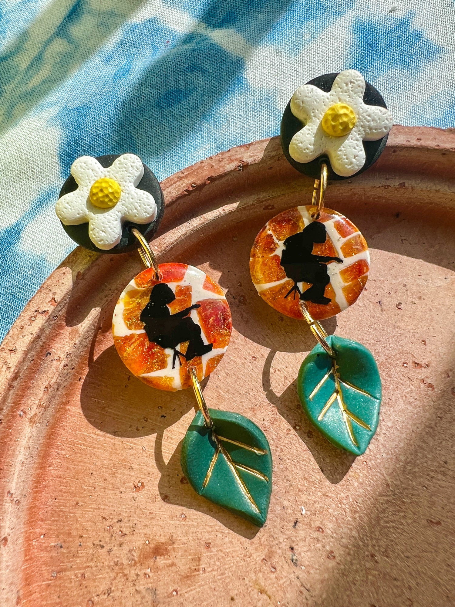 Amber Mosaic Mikey Daisy Earrings