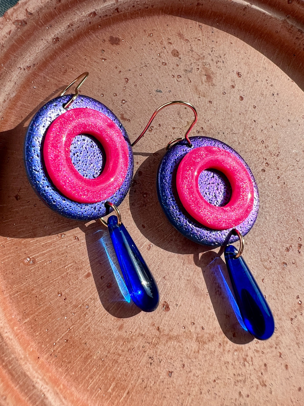 Pink Donut Dangle Earrings