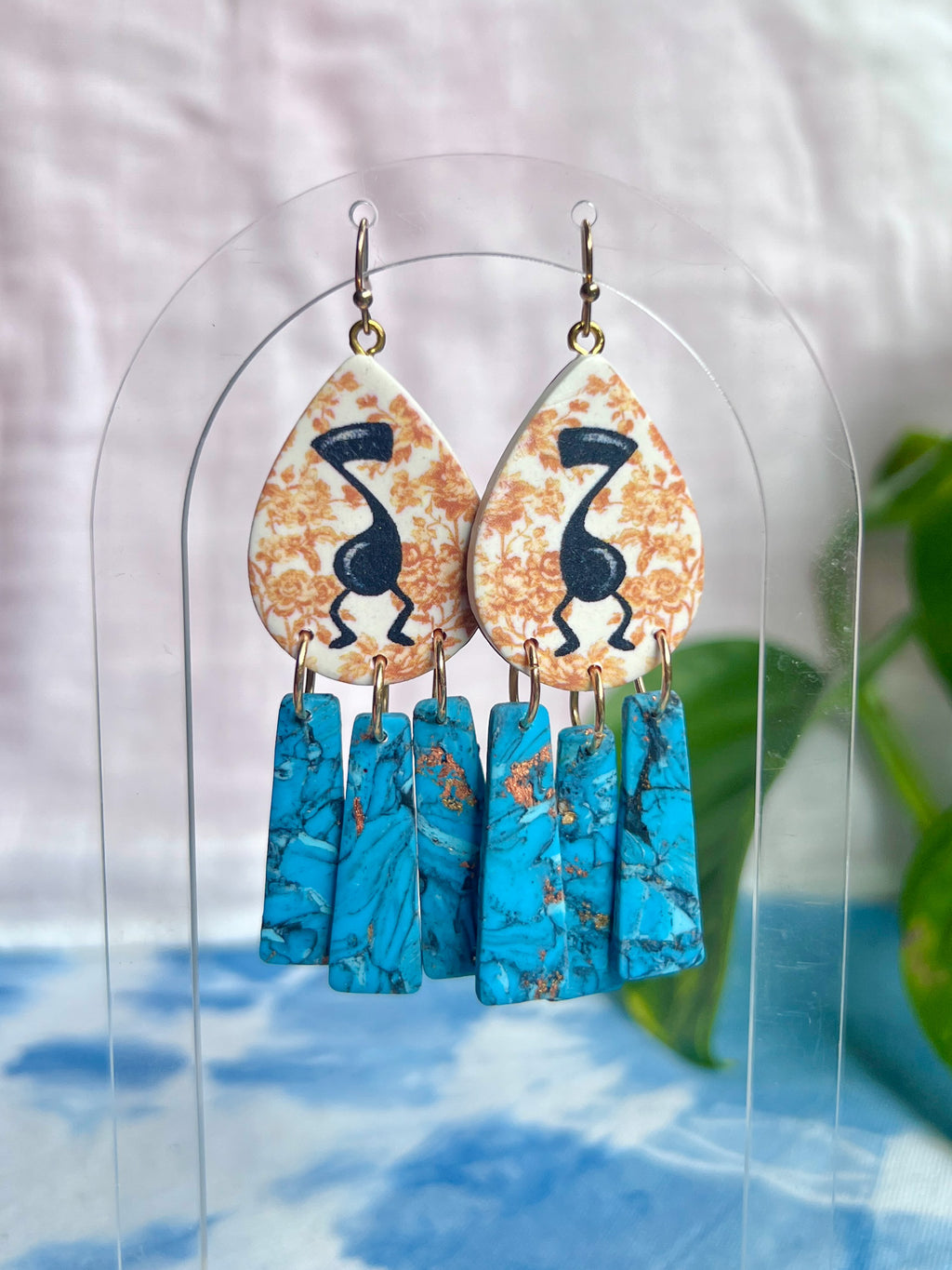 Chinoiserie Boogie Note with Turquoise Dangles