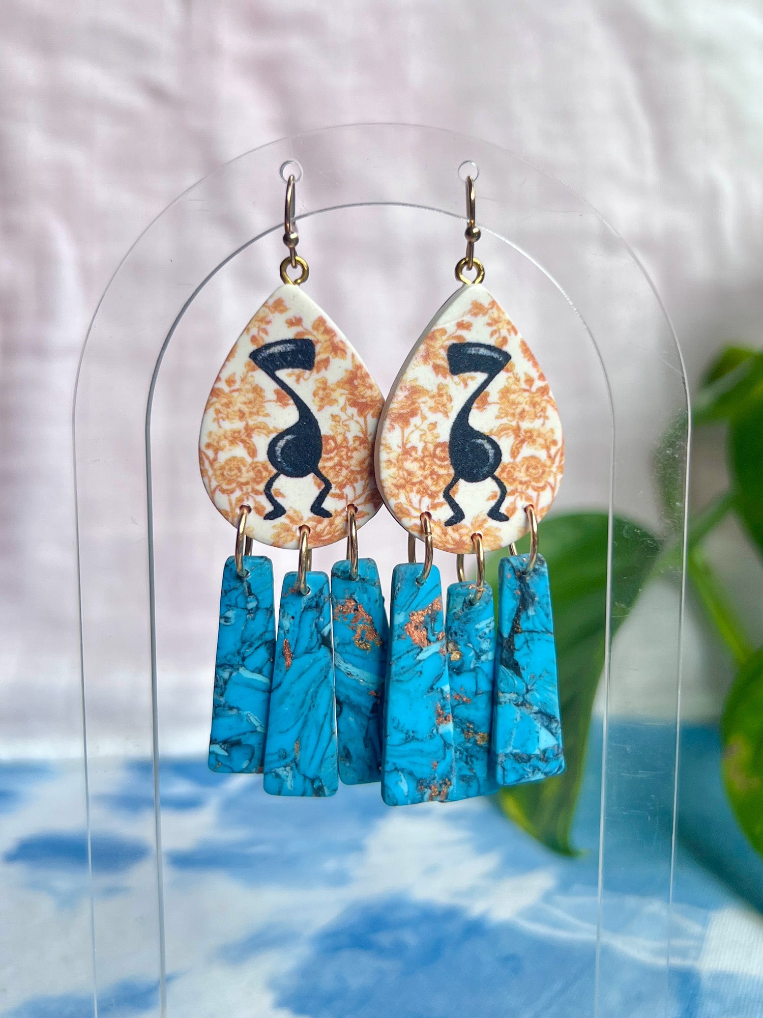 Chinoiserie Boogie Note with Turquoise Dangles