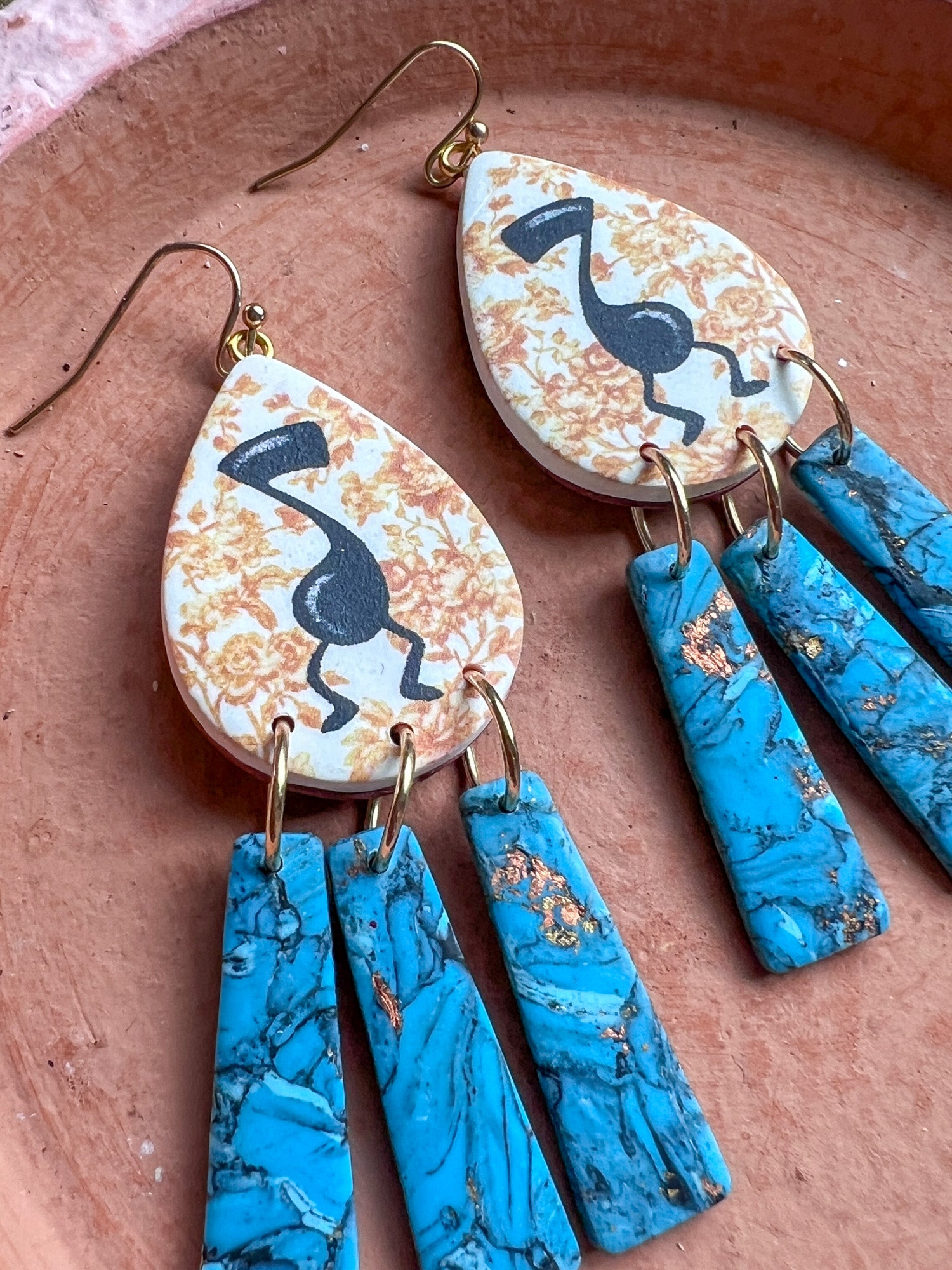 Chinoiserie Boogie Note with Turquoise Dangles