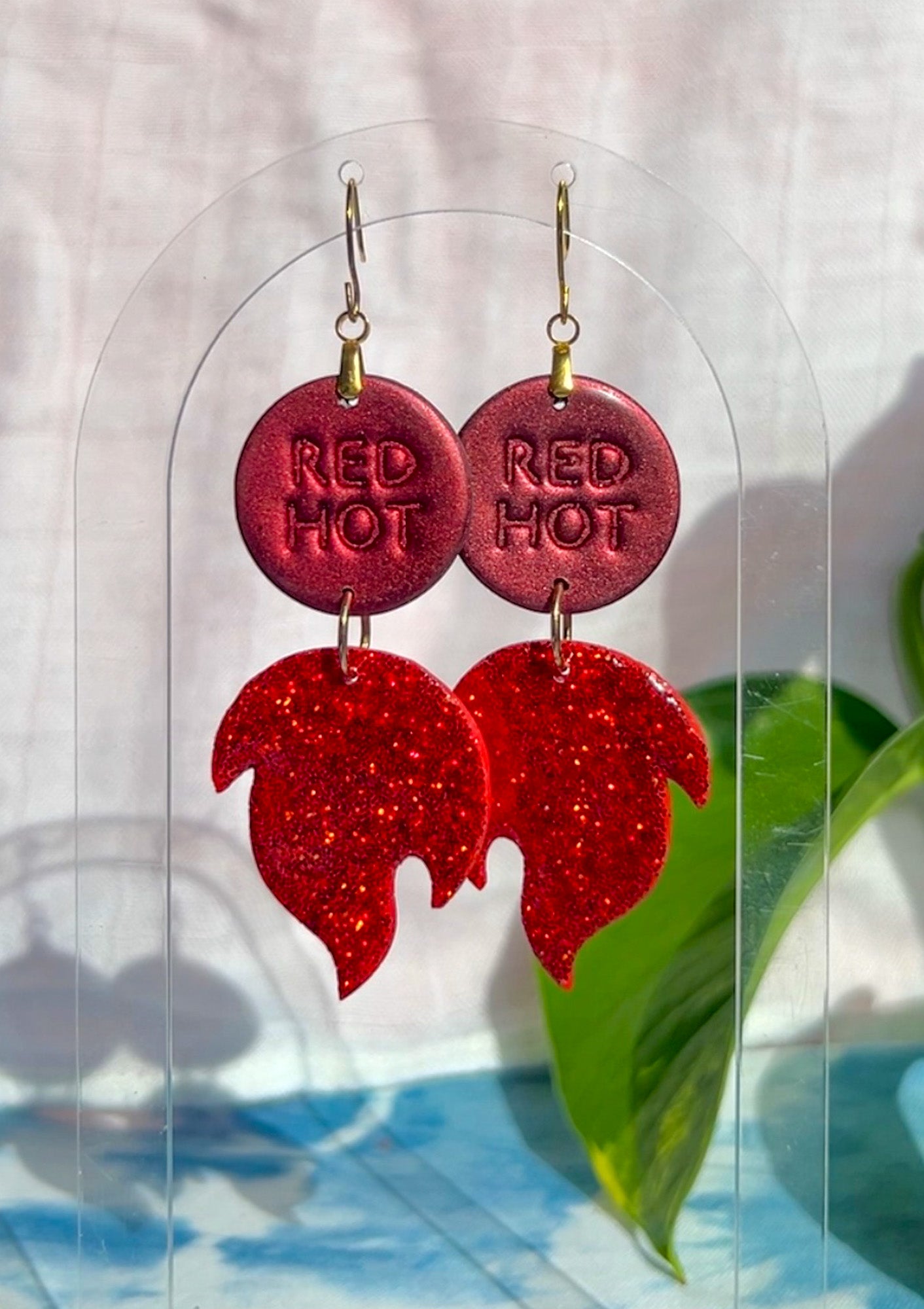 Red Hot Mama Glitter Flames Earrings