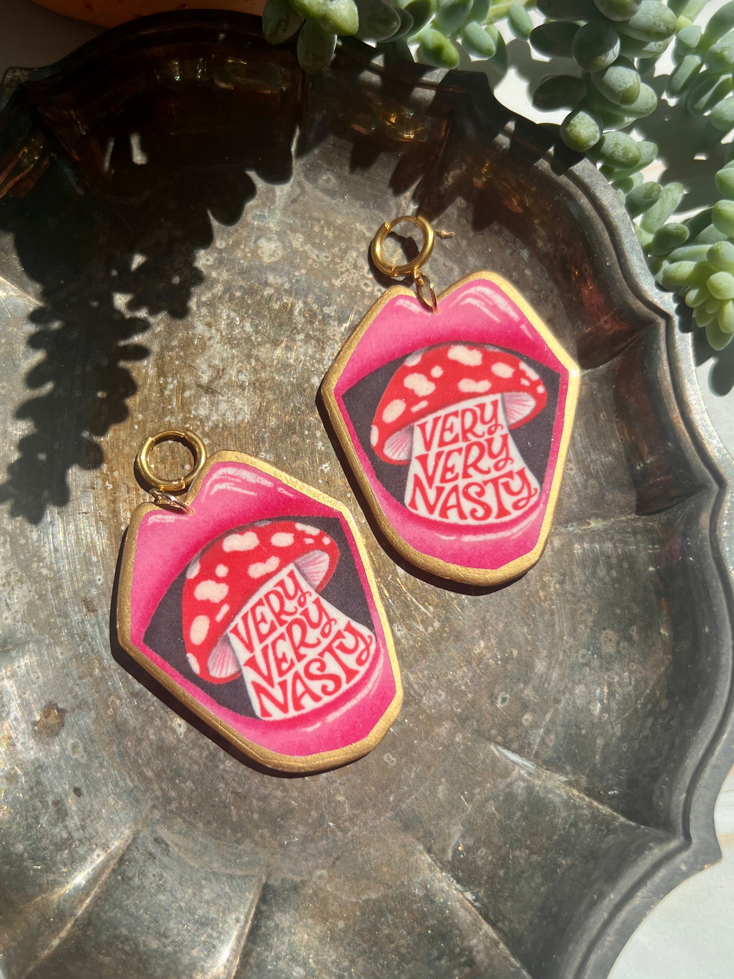 Protein Drink inspired Mushy Mouth earrings