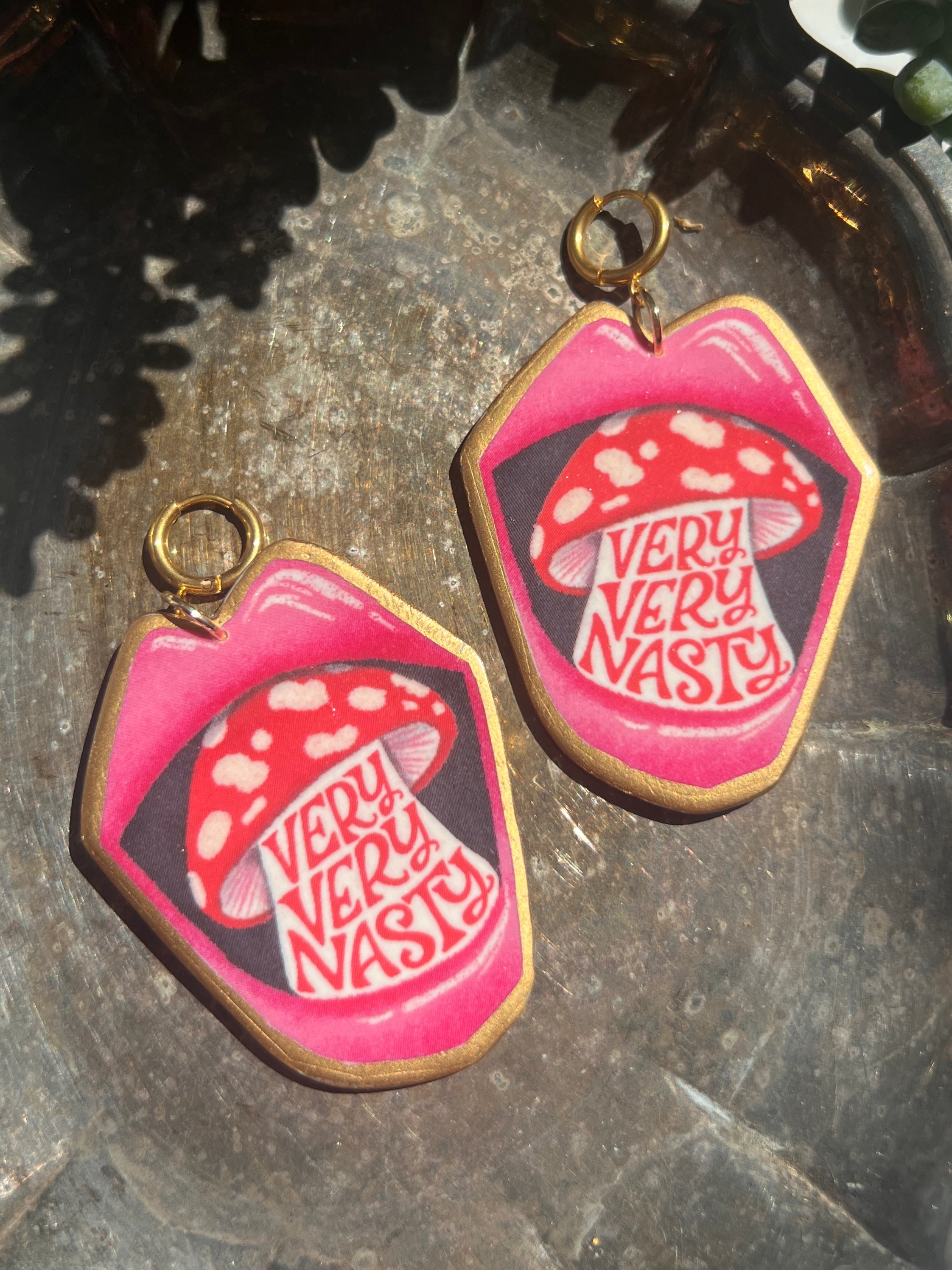 Protein Drink inspired Mushy Mouth earrings