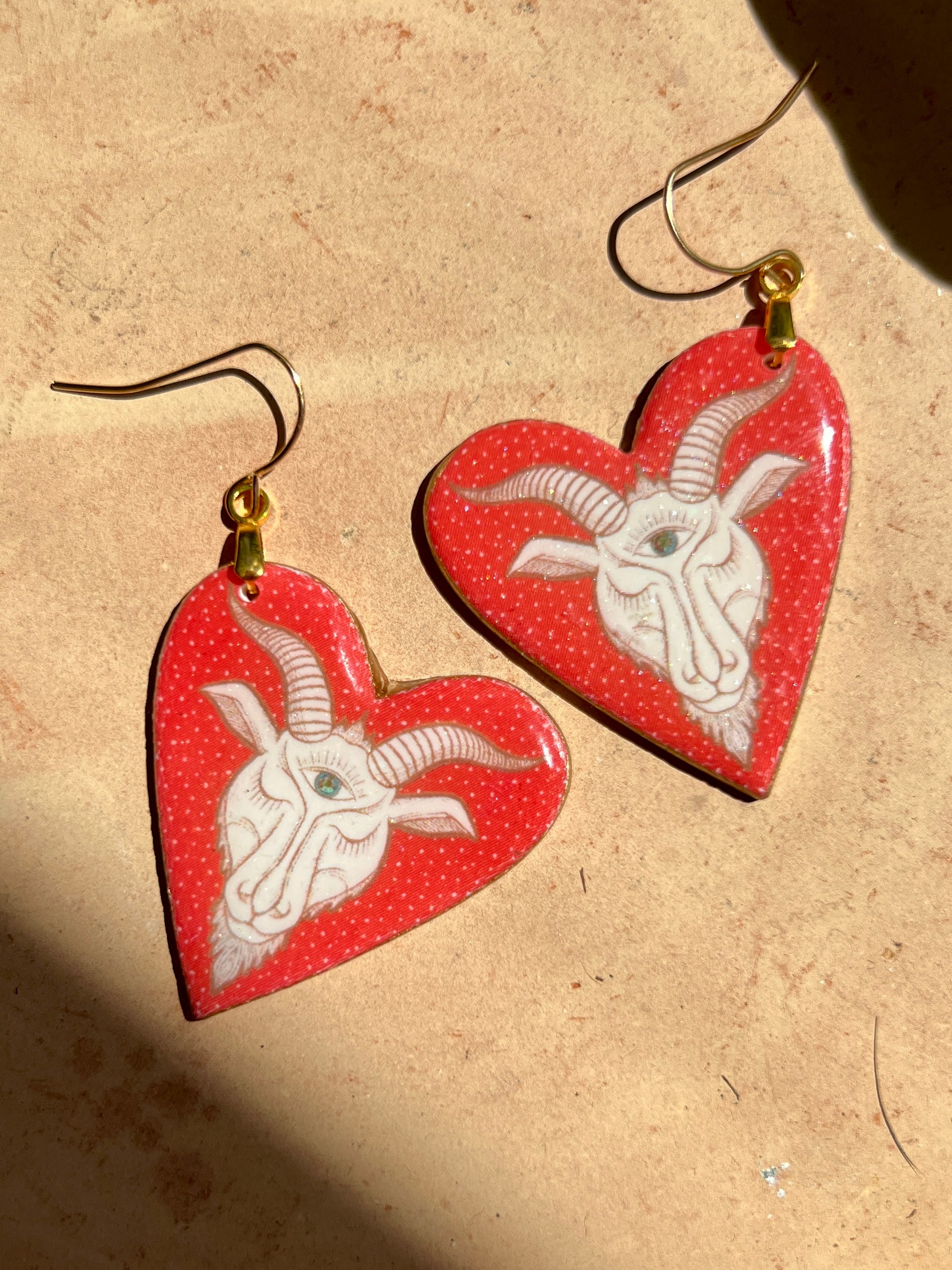 Third Eye Billy {String} Goat Heart Dangle Earrings