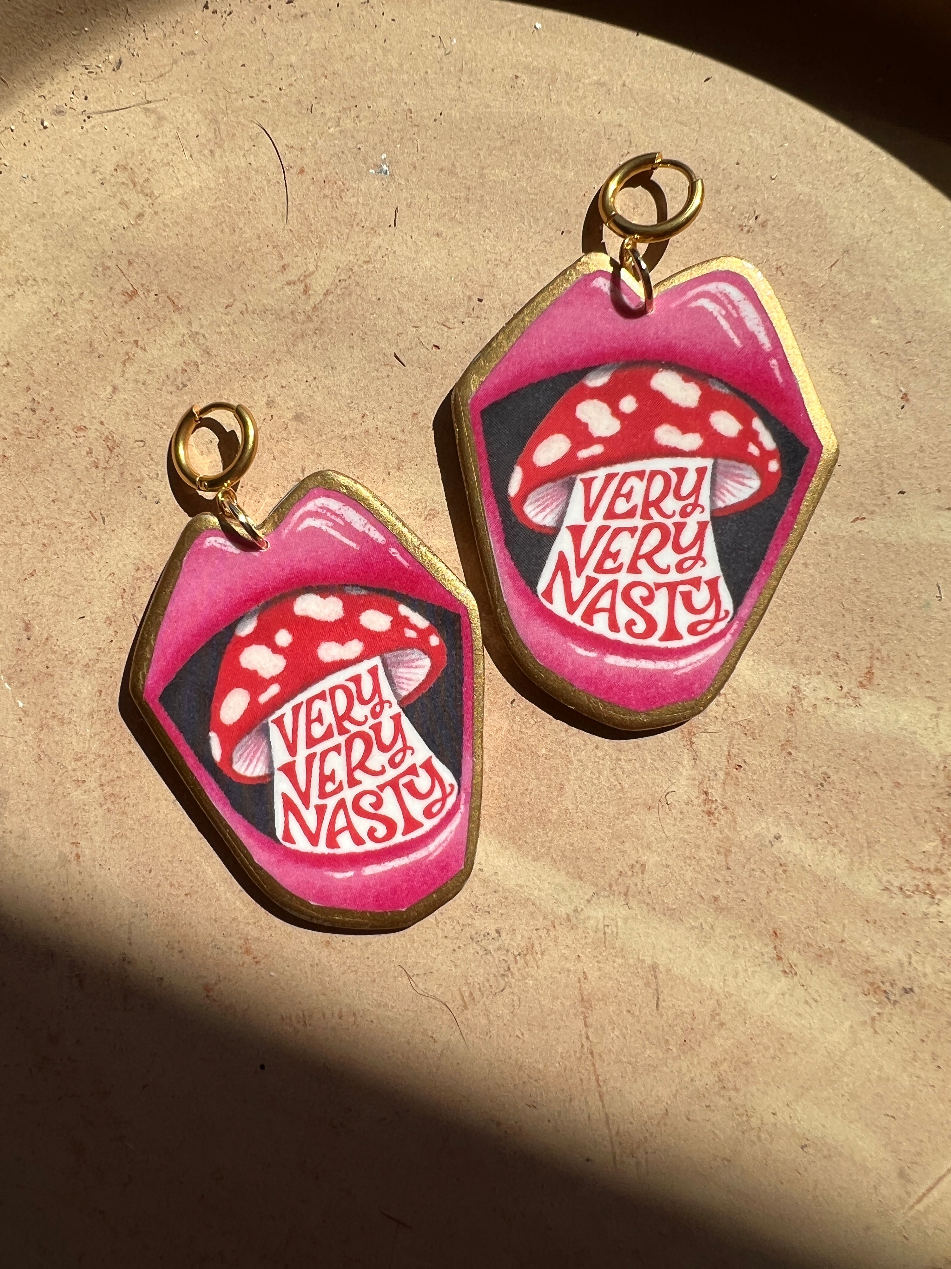 Protein Drink inspired Mushy Mouth earrings