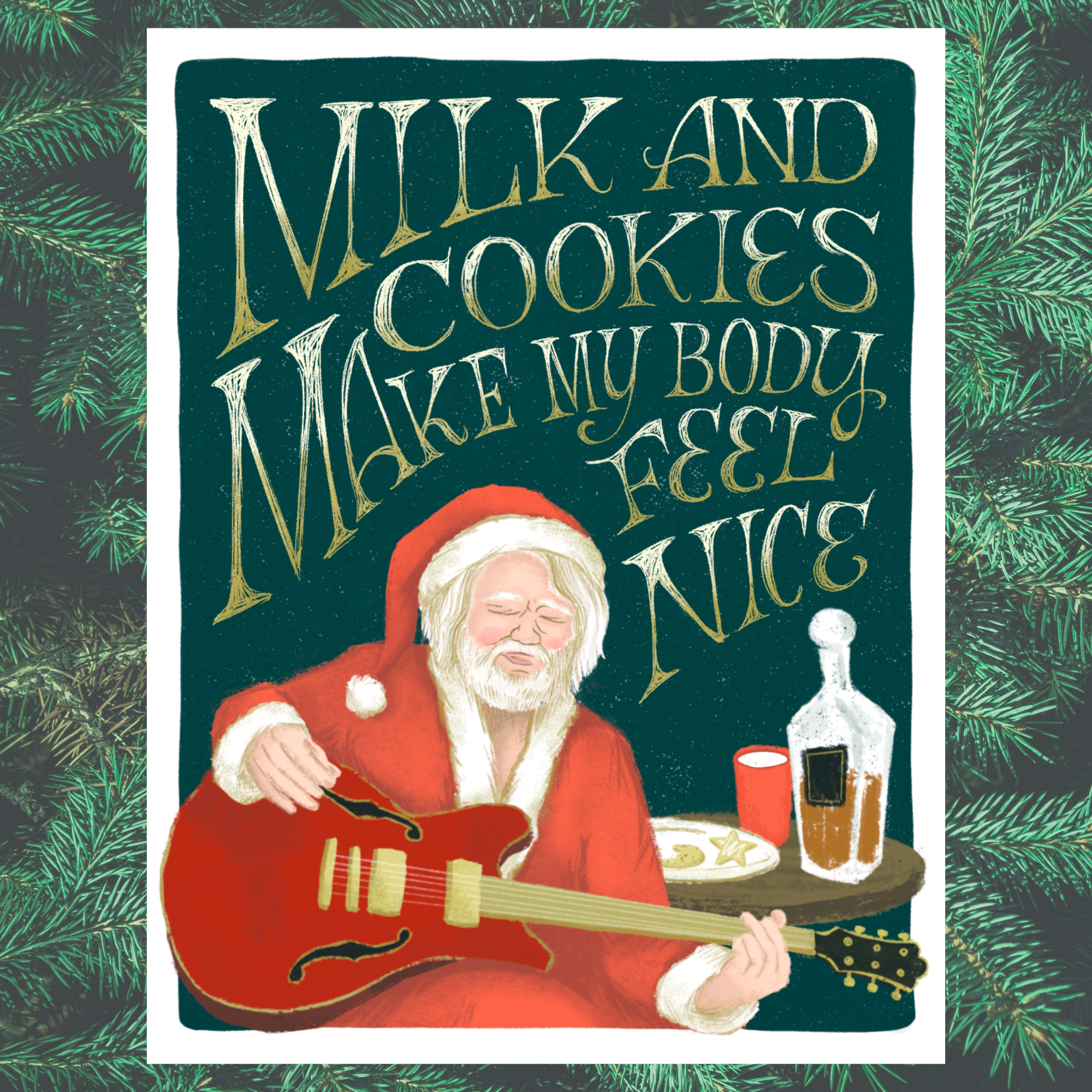 * Pre Order * Milk & Cookies (Ribs & Whiskey) JB Santa Widespread Panic Christmas Card