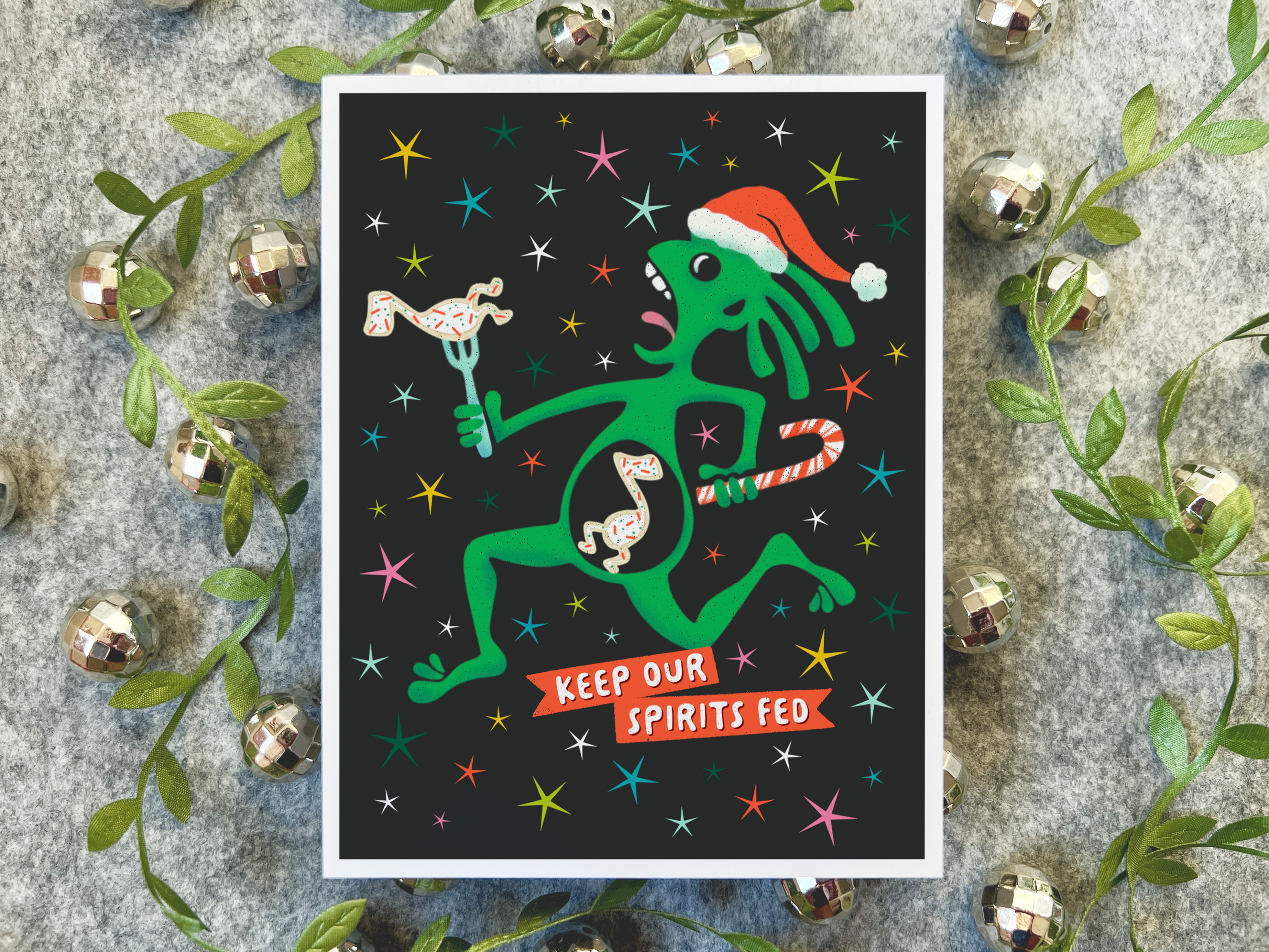 Note Eater Blue Indian Widespread Panic inspired Christmas Card