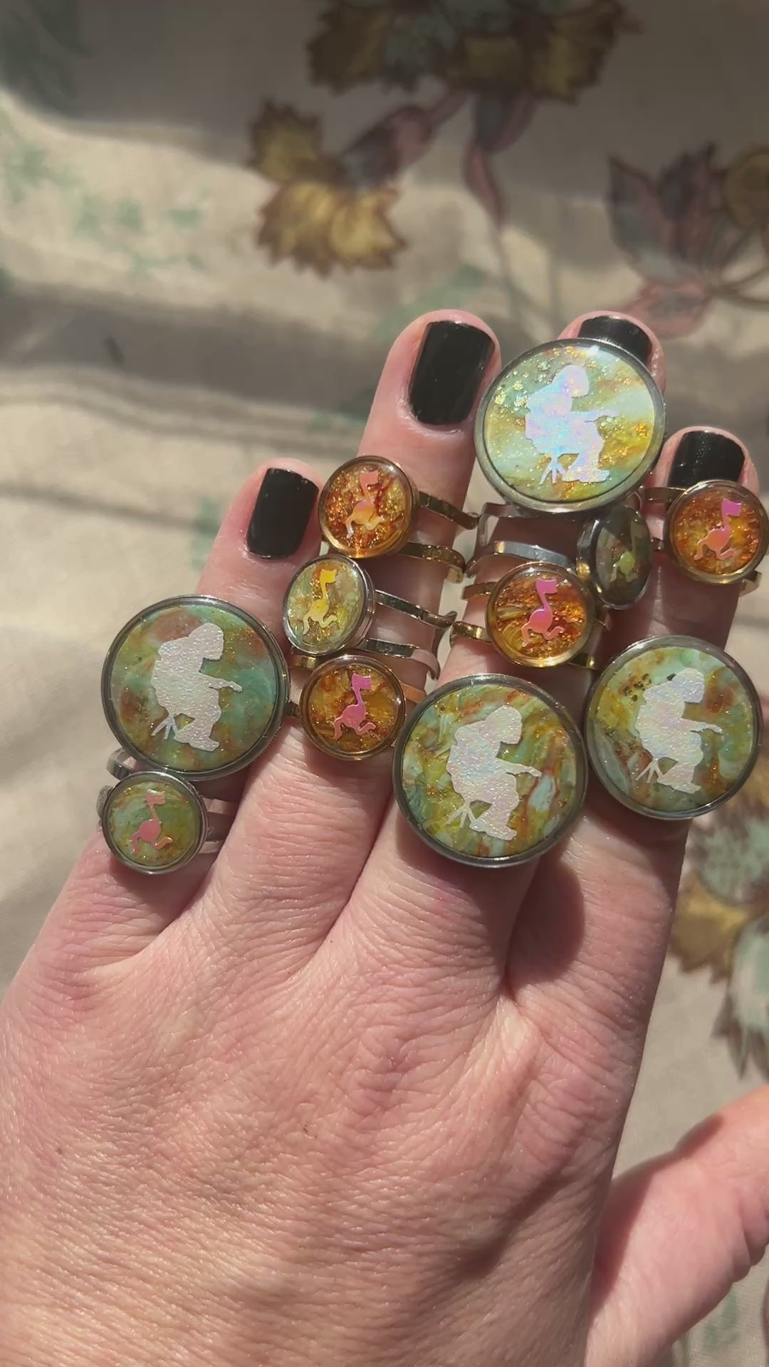 Iridescent faux stone Mikey Ring