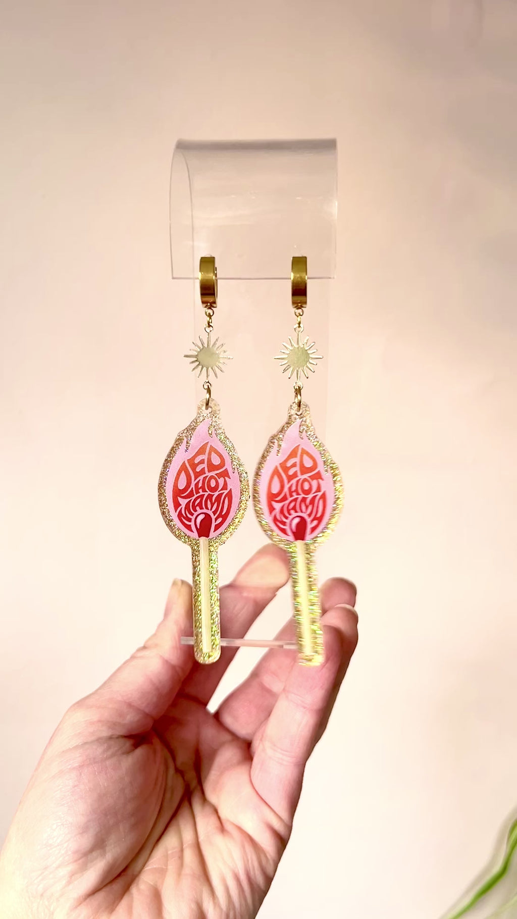 Red Hot Mama Matchstick Dangle Earrings